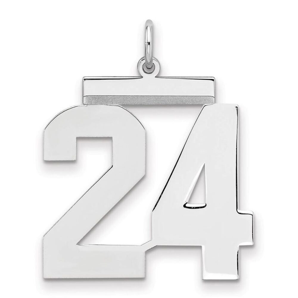 Sterling Silver, Athletic Collection, Large Polished Number 24 Pendant